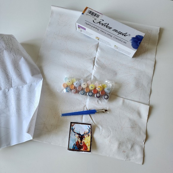 Paint By Numbers For Adults‎ Polygon Deer DIY Painting Kit 40x50cm Canvas Set - Picture 3 of 15